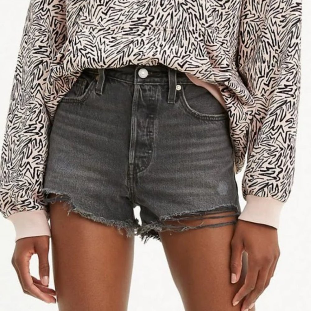 Levi's 501 Premium High Rise  Denim Shorts Eat Your Words Size 32 NWT